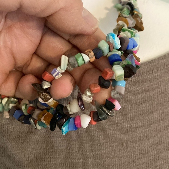 Multicolor Stone necklace Braided 3 Strand Necklace colorful boho all-season - Picture 9 of 14